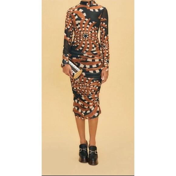 Farm Rio Dresses & Skirts - Farm Rio Bananada Black Dark Tulle Midi Dress Bananada Black Size Small Bodycon